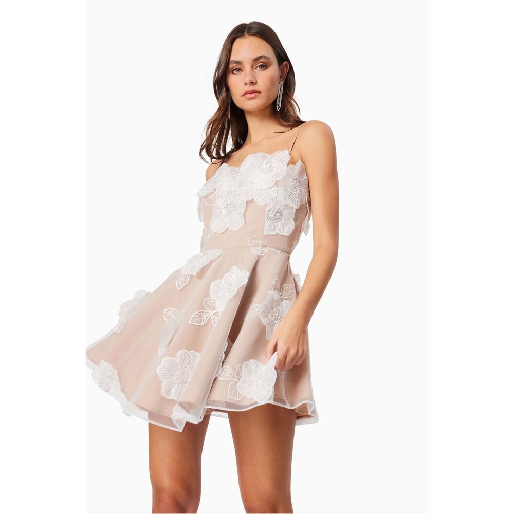 Elliatt Cream and White Floral Wedding Dress